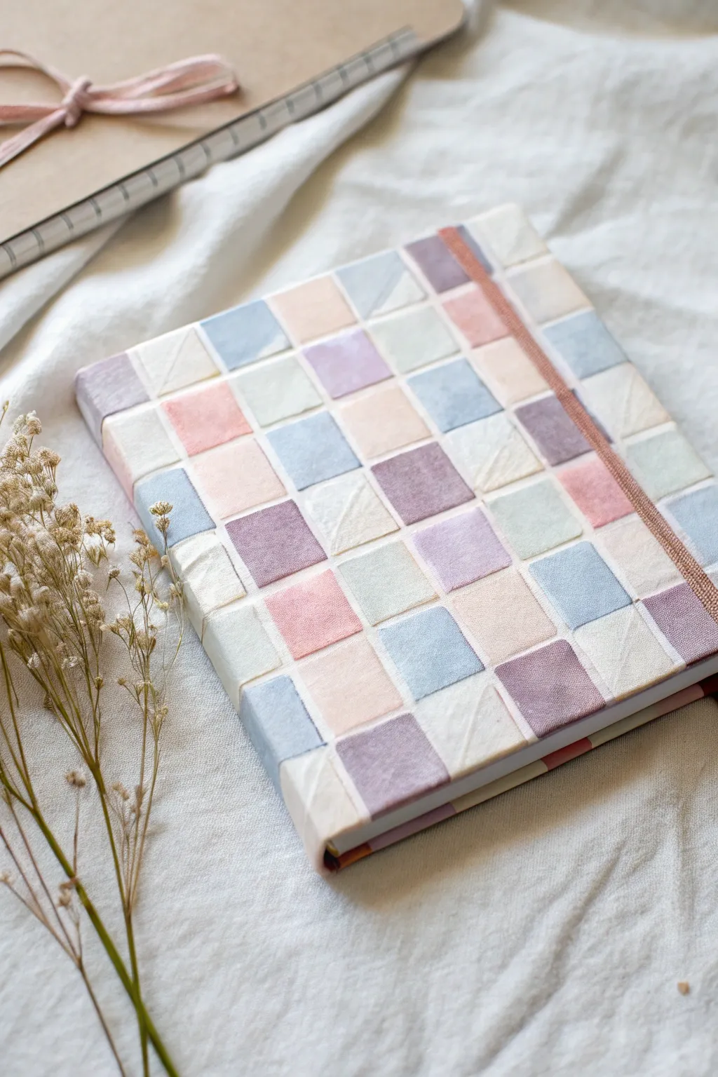 Pastel checkerboard cover for instant cute energy, clean lines, soft tones, and cozy contrast.
