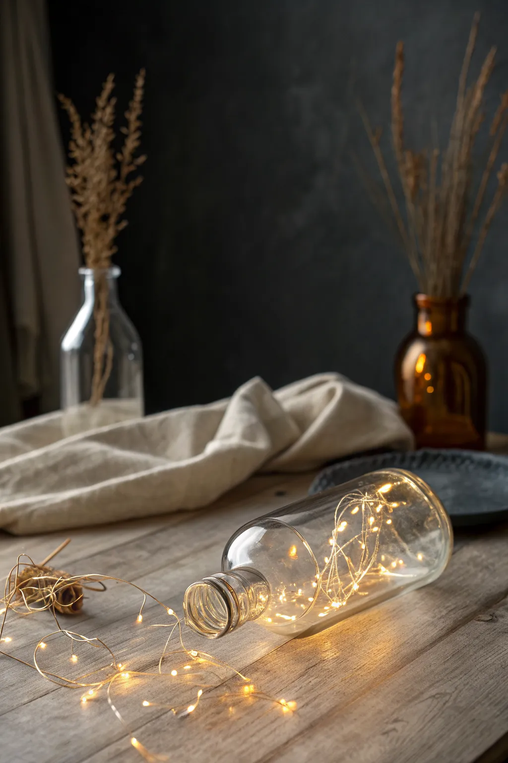 Cozy firefly lantern: a glowing bottle of string lights for an easy DIY mood light