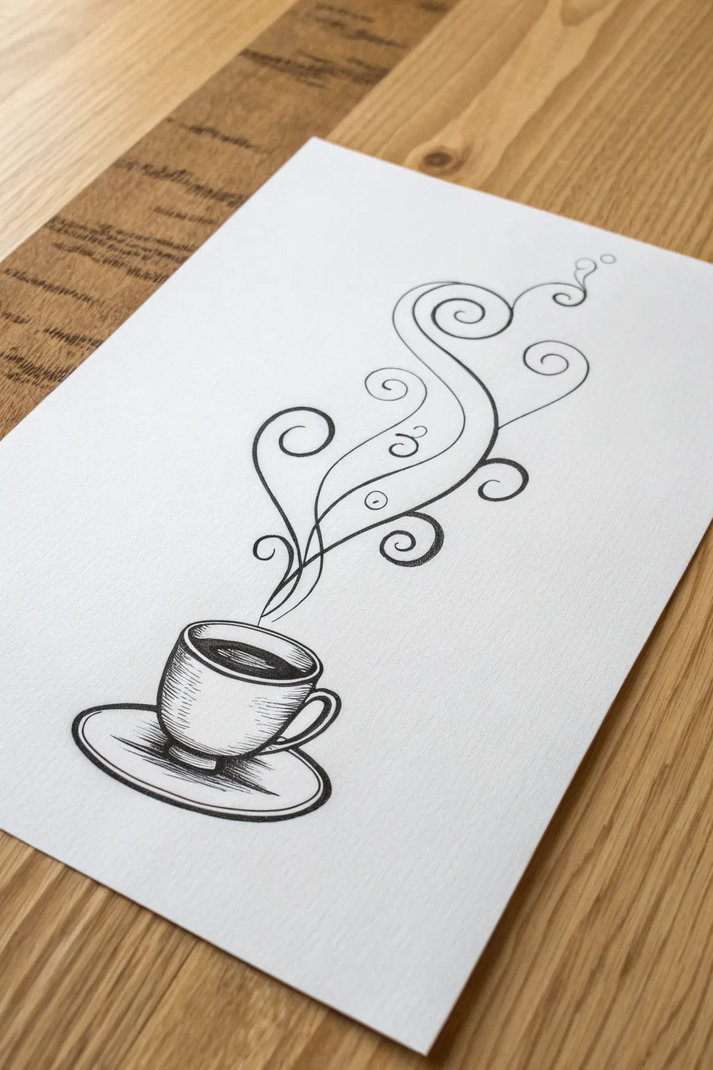 Capture the warmth of your morning brew with this cozy, minimalist line art idea.
