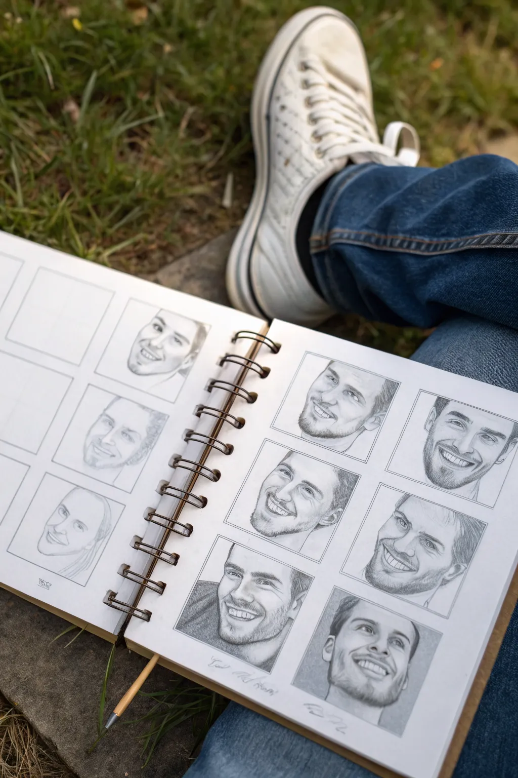 Lips and mouth expressions in a clean graphite grid, perfect as a quick drawing cheat sheet