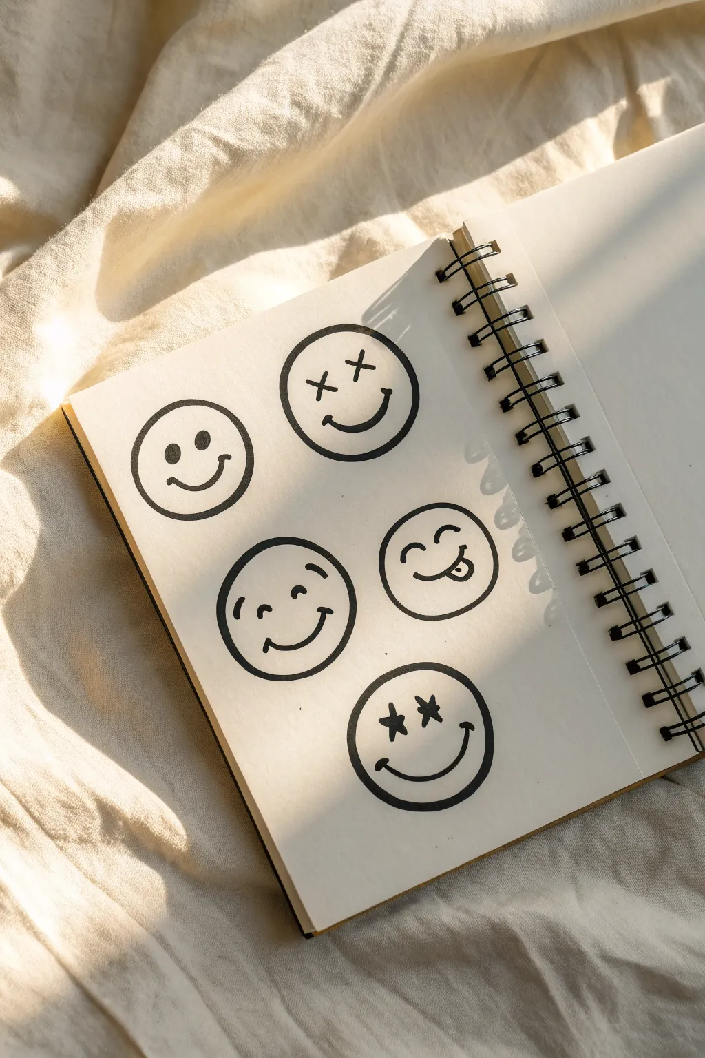 Groovy thick-line smiley faces to copy fast, perfect for easy hippie doodles and coloring