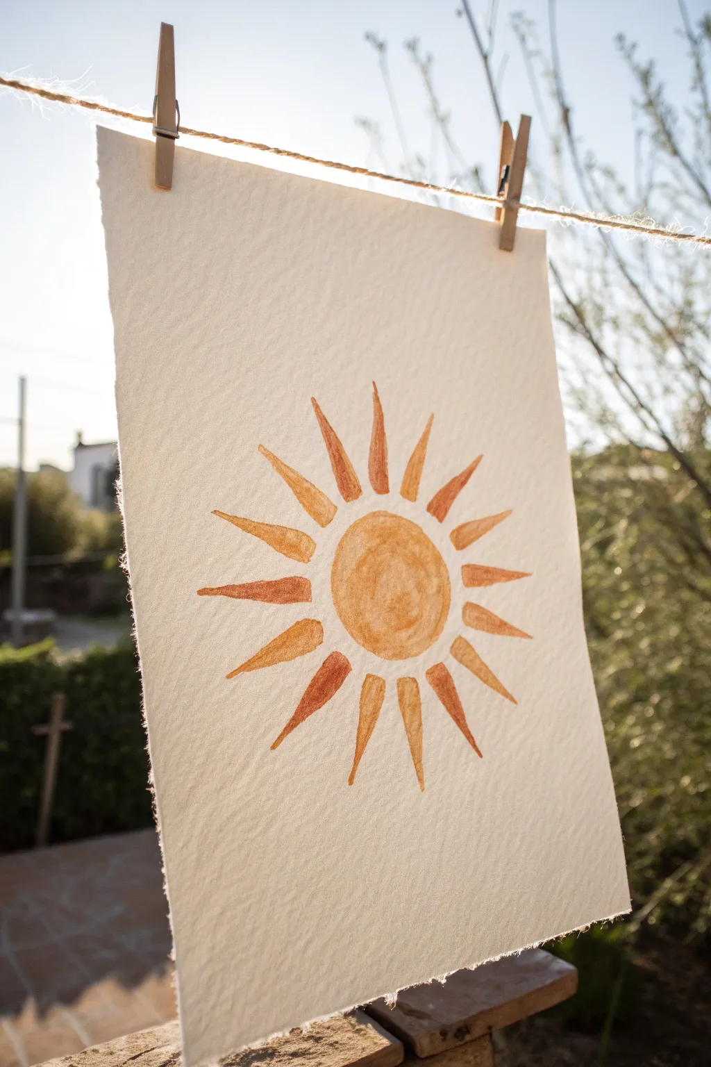 Paint a bold center sun with simple alternating rays for an easy, modern summer vibe.