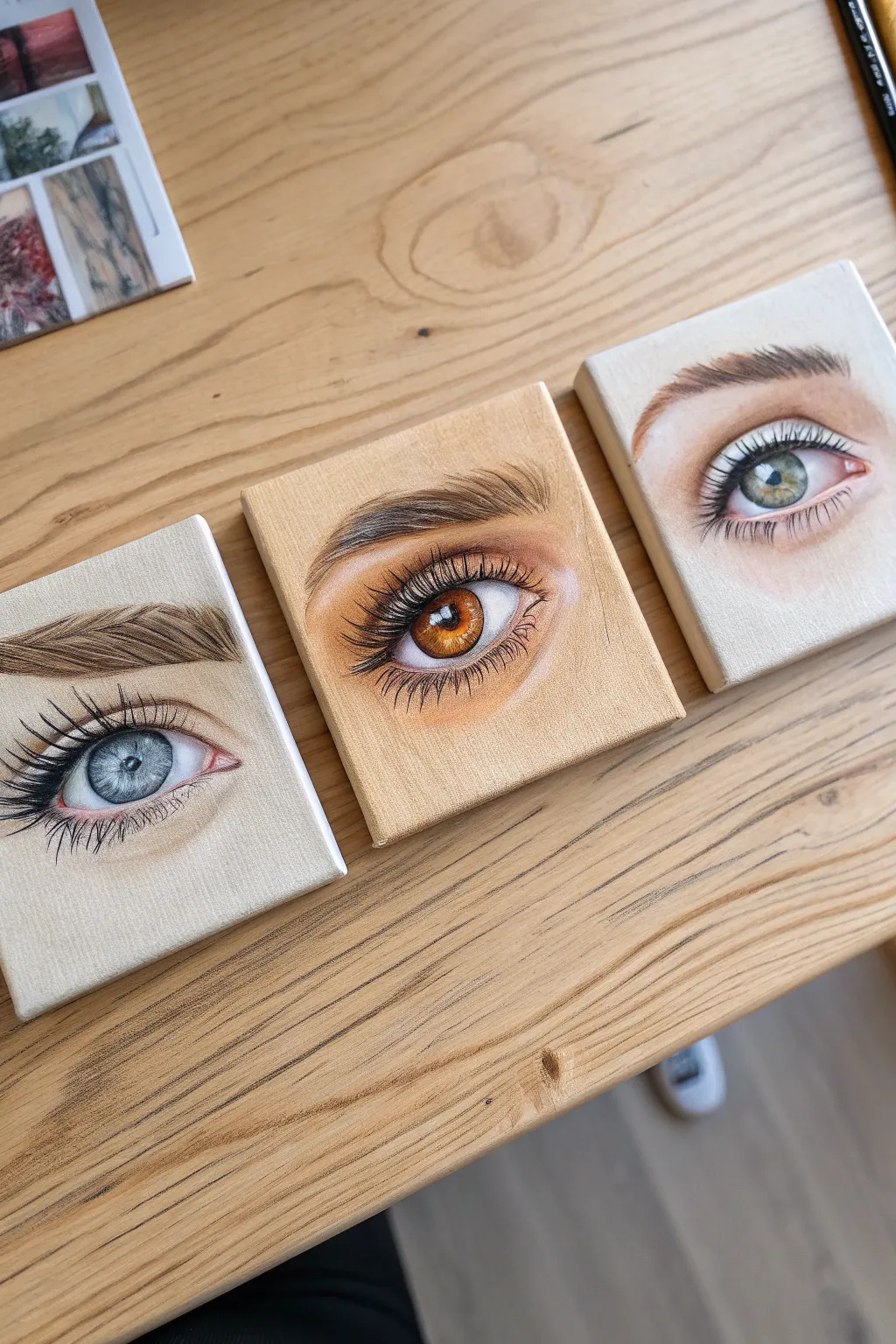 Master the art of layering acrylics with this aesthetic step-by-step eye painting breakdown.