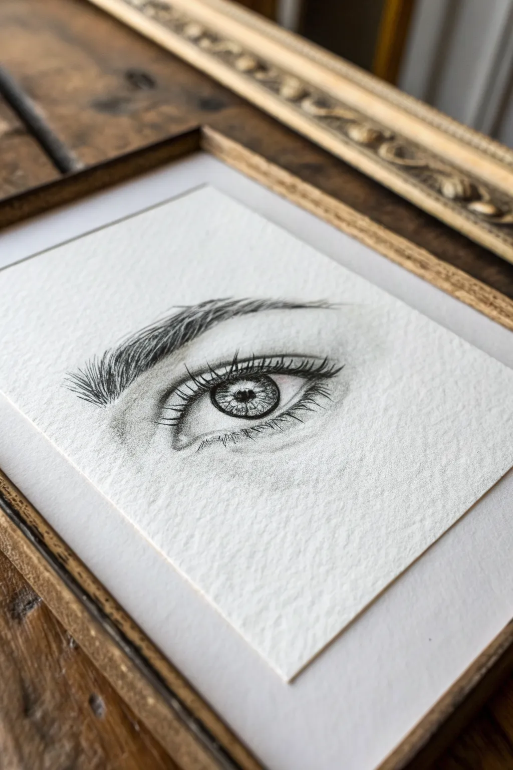 Minimalist ink eye linework with bold upper lid and airy negative space for calm, modern contrast