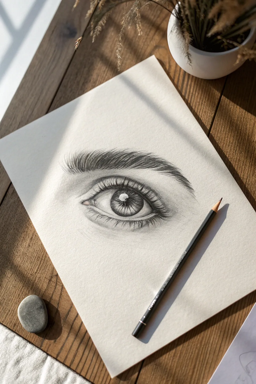 Subtle sclera shading and a soft lid shadow to make your eye study look truly spherical.