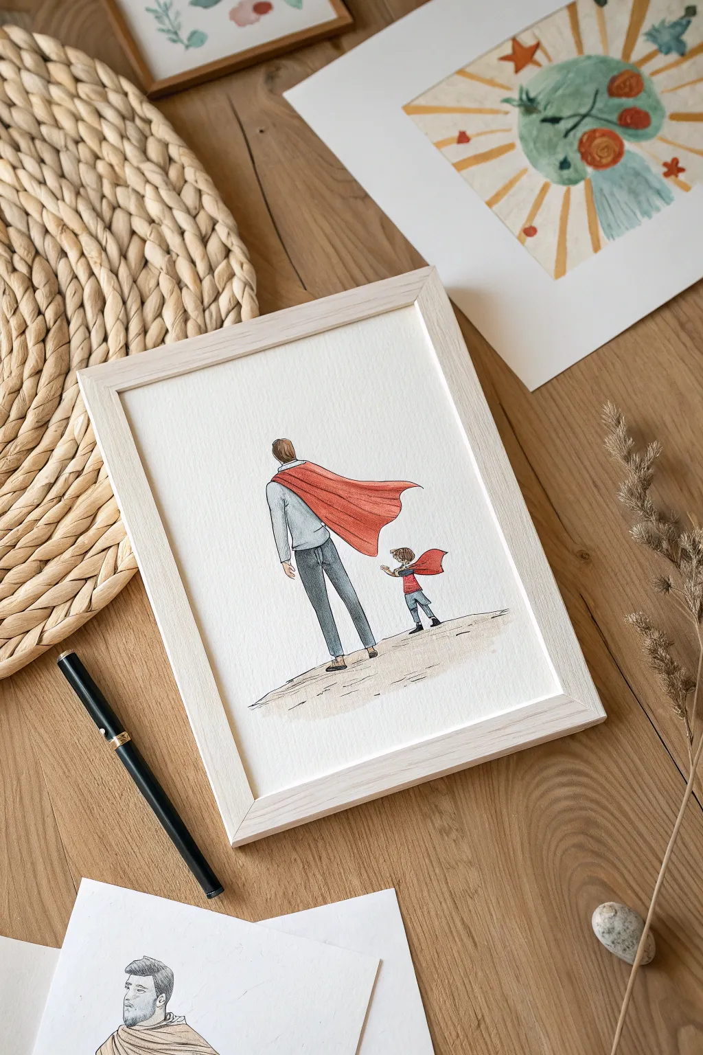 Capture Dad's superpowers! This whimsical superhero sketch makes for a truly heartwarming handmade gift.