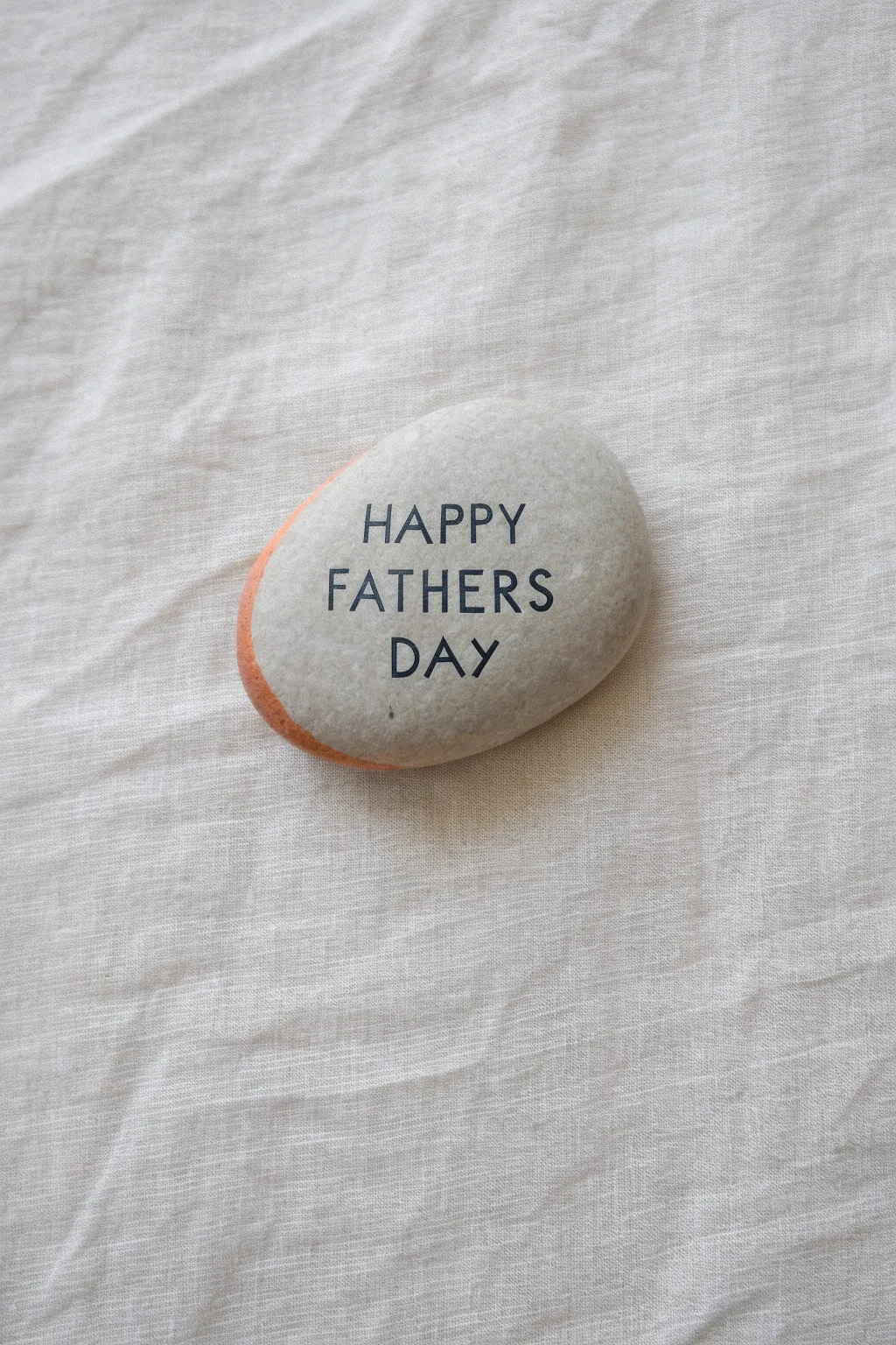 Minimal Happy Fathers Day typography rock painting idea with clean border and Scandinavian calm