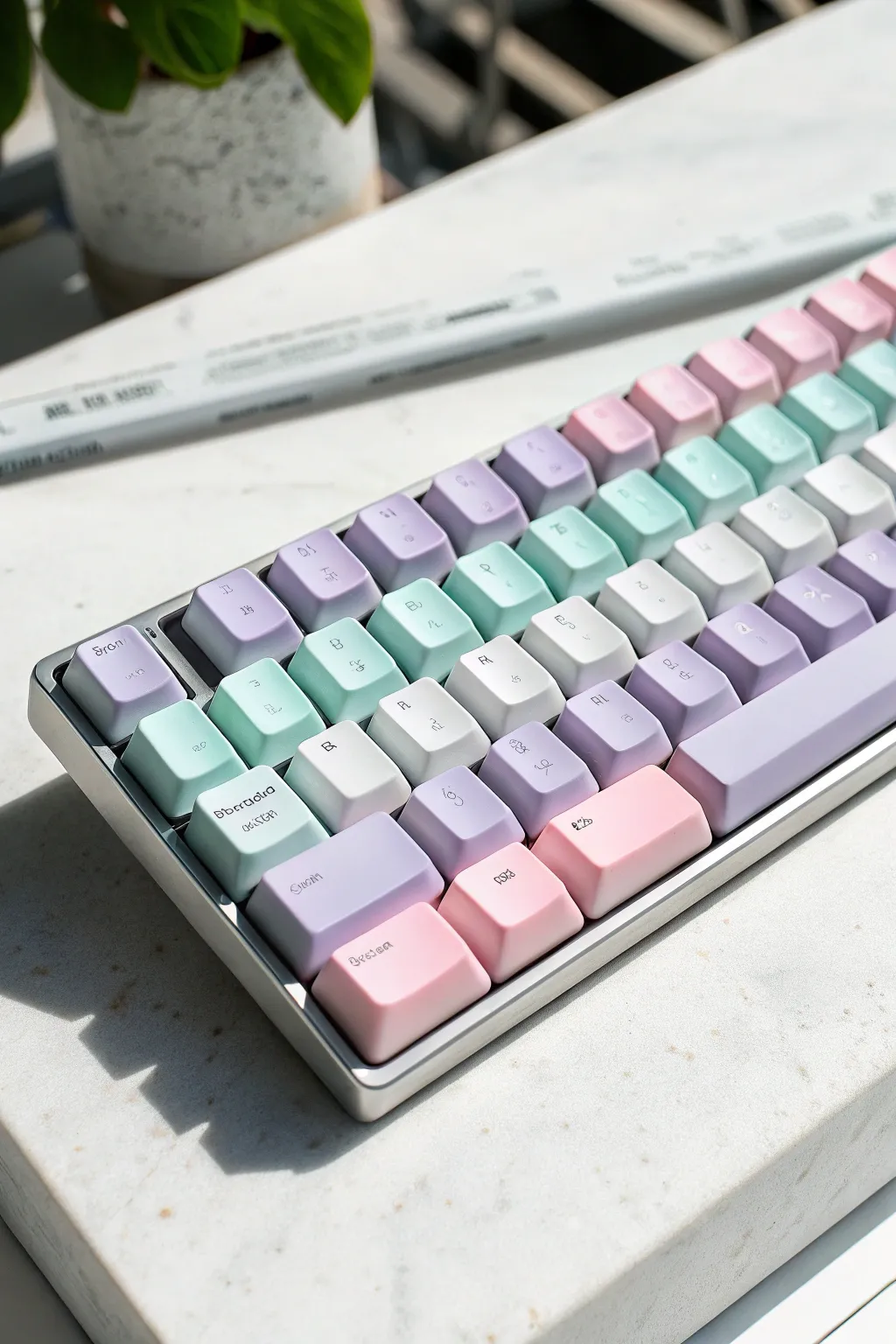 Transform your workspace with these dreamy pastel painted keys. A soft and chic DIY update.