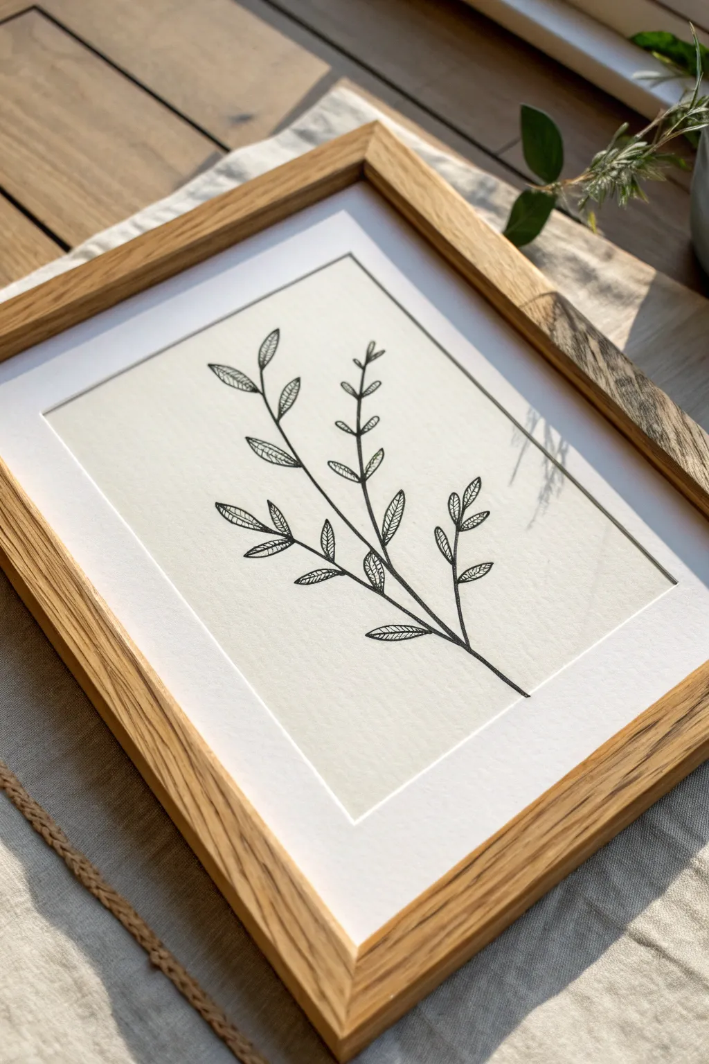 Minimalist single-stem line painting with airy negative space for a calm Scandi-boho vibe.