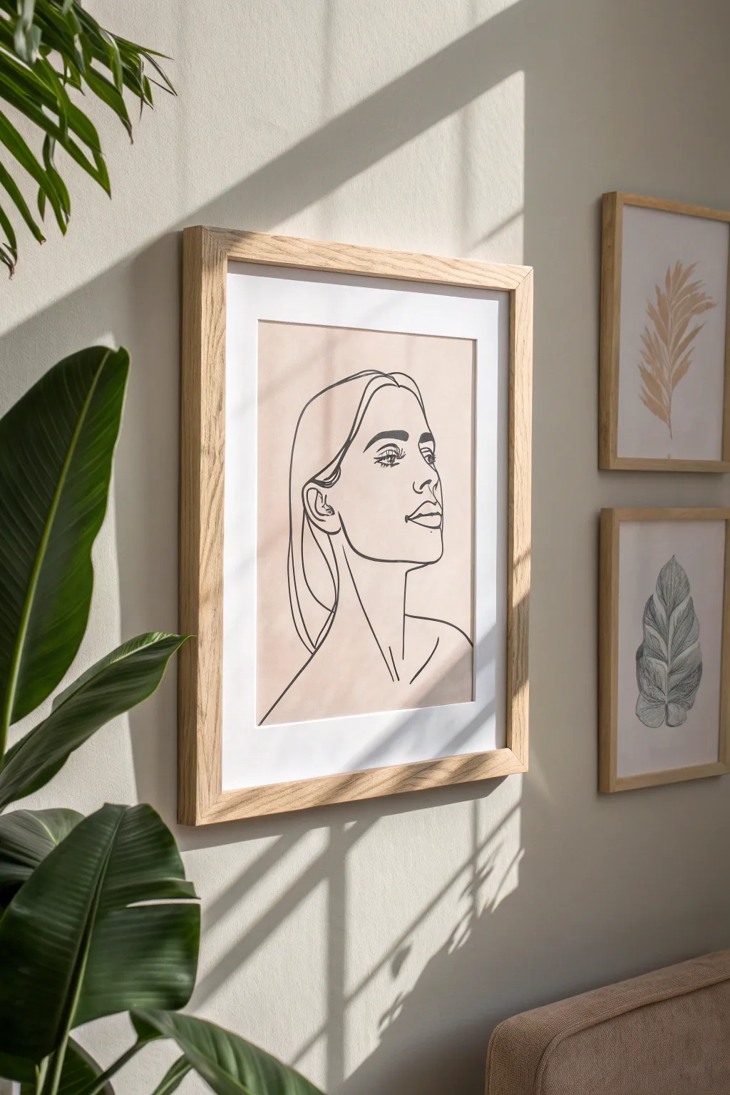 Minimal line art meets watercolor wash, framed simply for calm modern Scandinavian boho vibes.