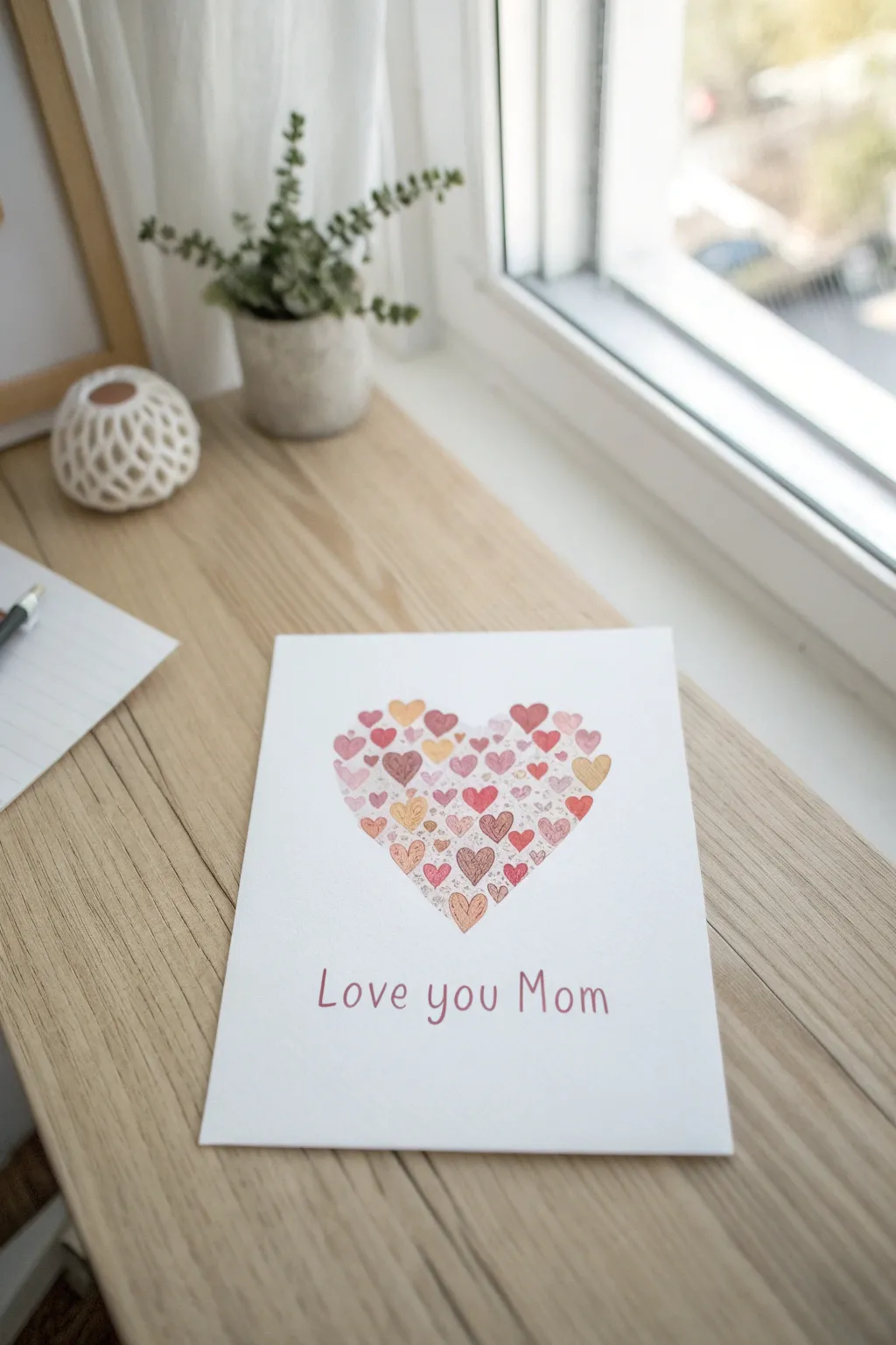 Sweet fingerprint heart craft for Mothers Day, minimalist and boho, easy to paint with kids