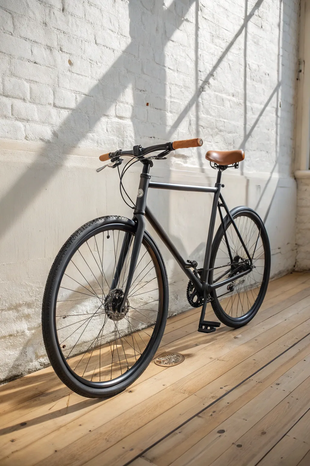 Matte clay bicycle frame in calm neutral tones, minimalist styling with soft boho warmth.