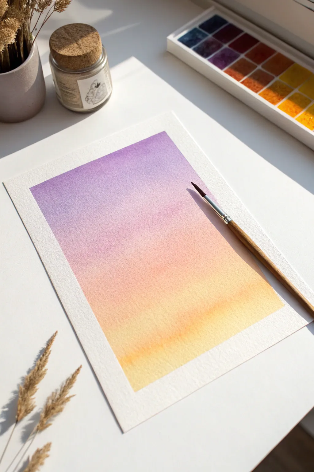Soft blends of lavender and peach create a dreamy sunset vibe. Simple, calming, and aesthetic.