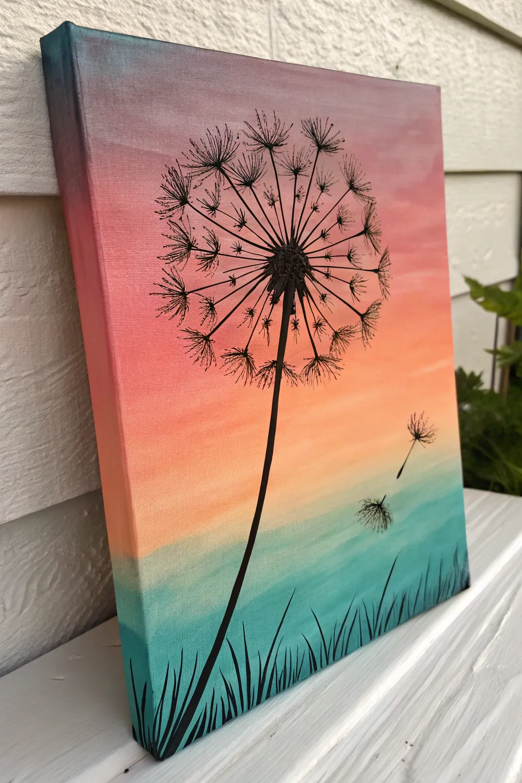 Bold silhouette over a sunset gradient, an easy high-impact teen painting idea to try tonight