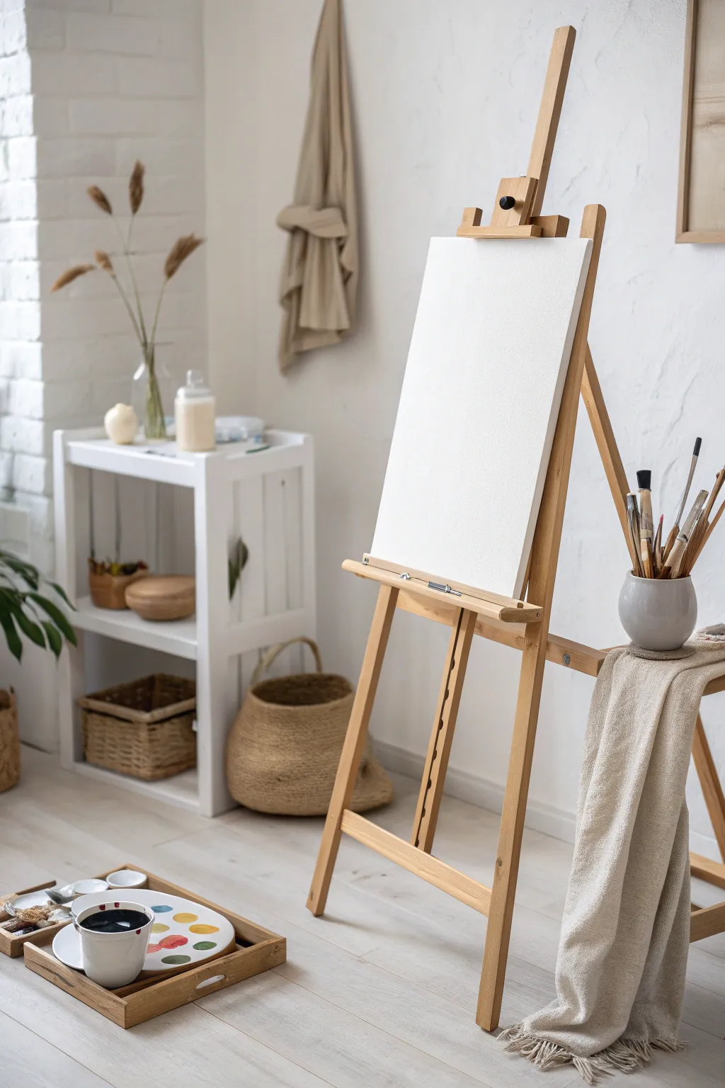 Build a simple painters work triangle around your easel for smoother, faster studio flow