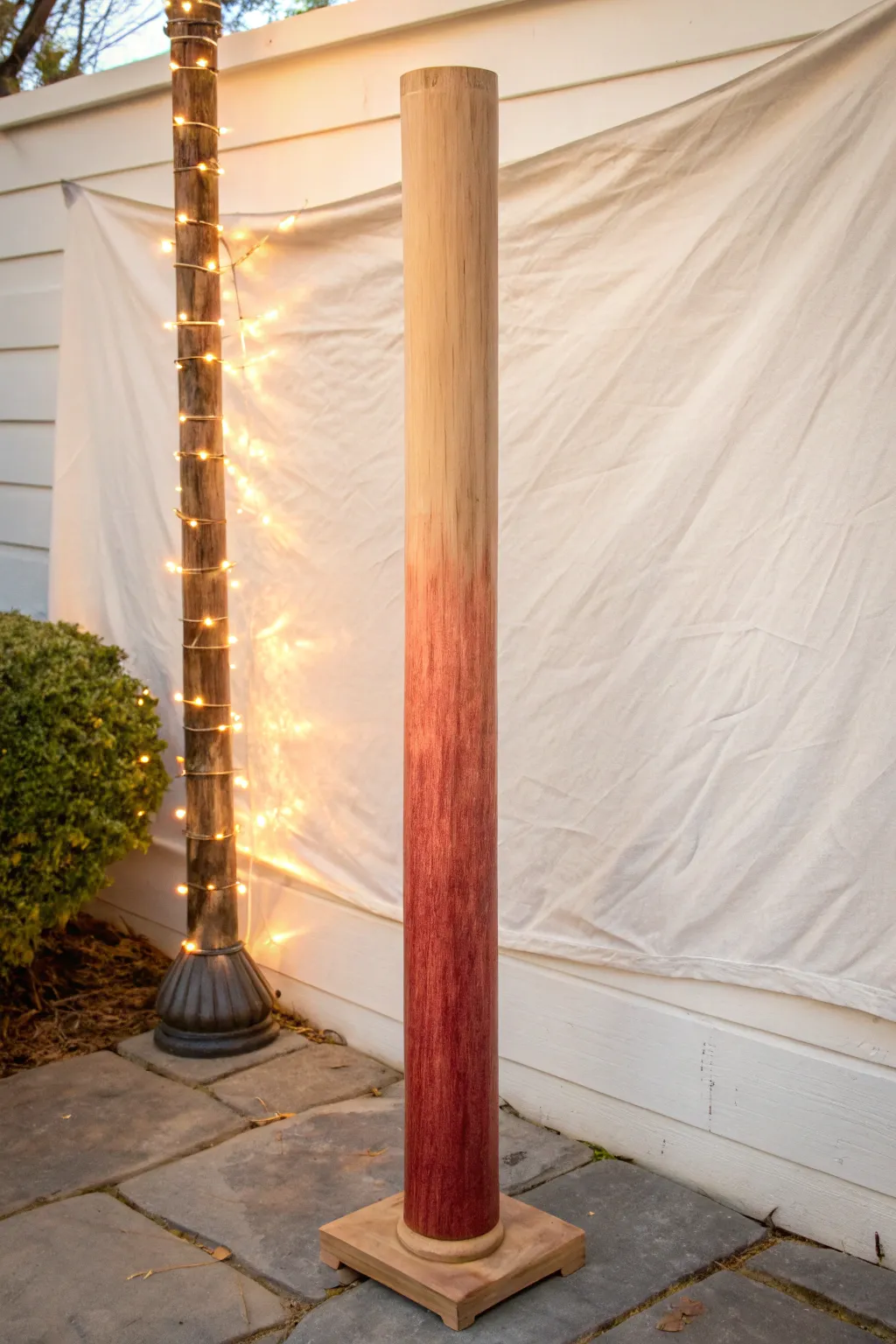 Soft ombre pole painting idea with a golden-hour glow, minimal backdrop, and calming boho tones