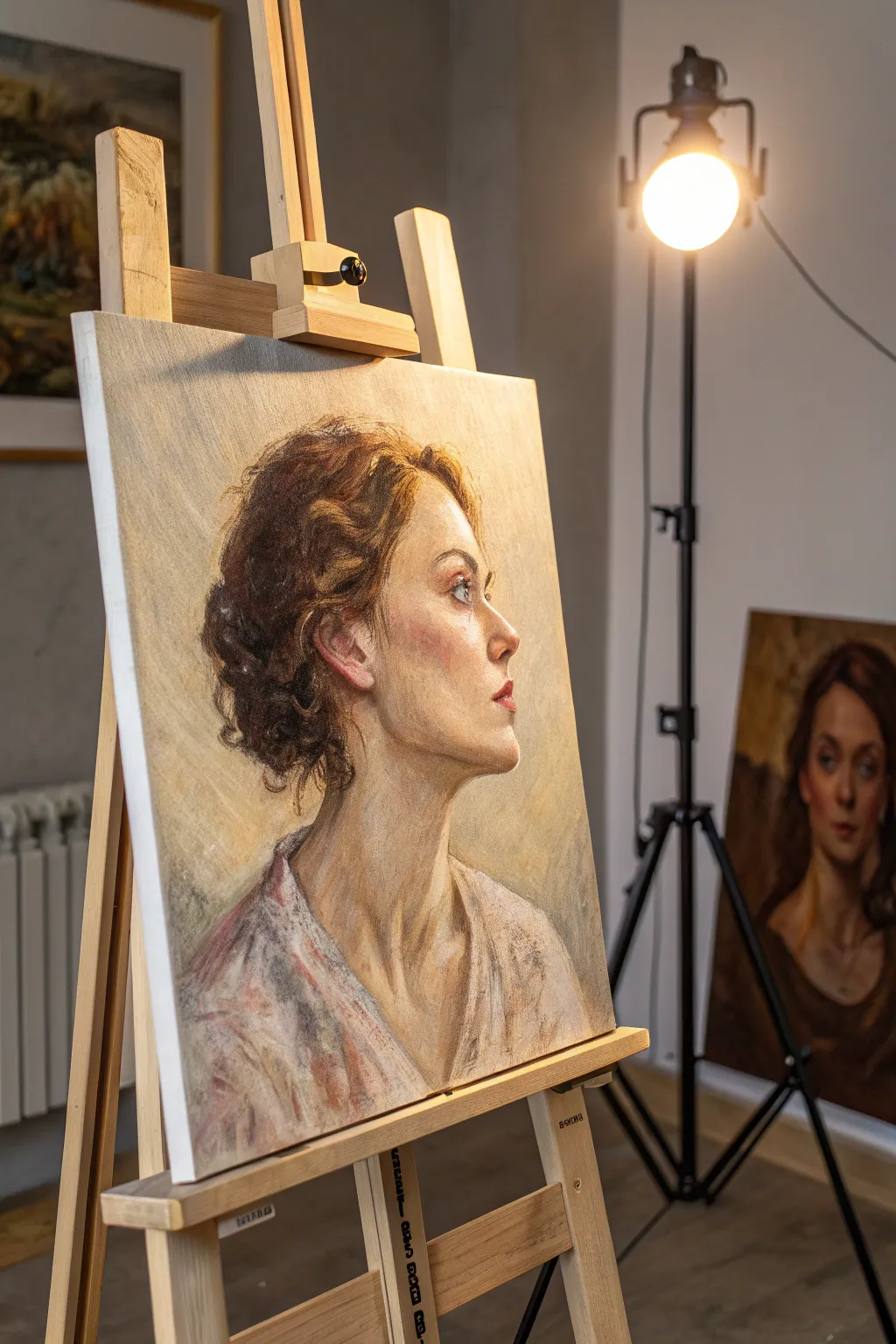 Loose one-sitting portrait study with single-lamp shadows for quick, dramatic practice.