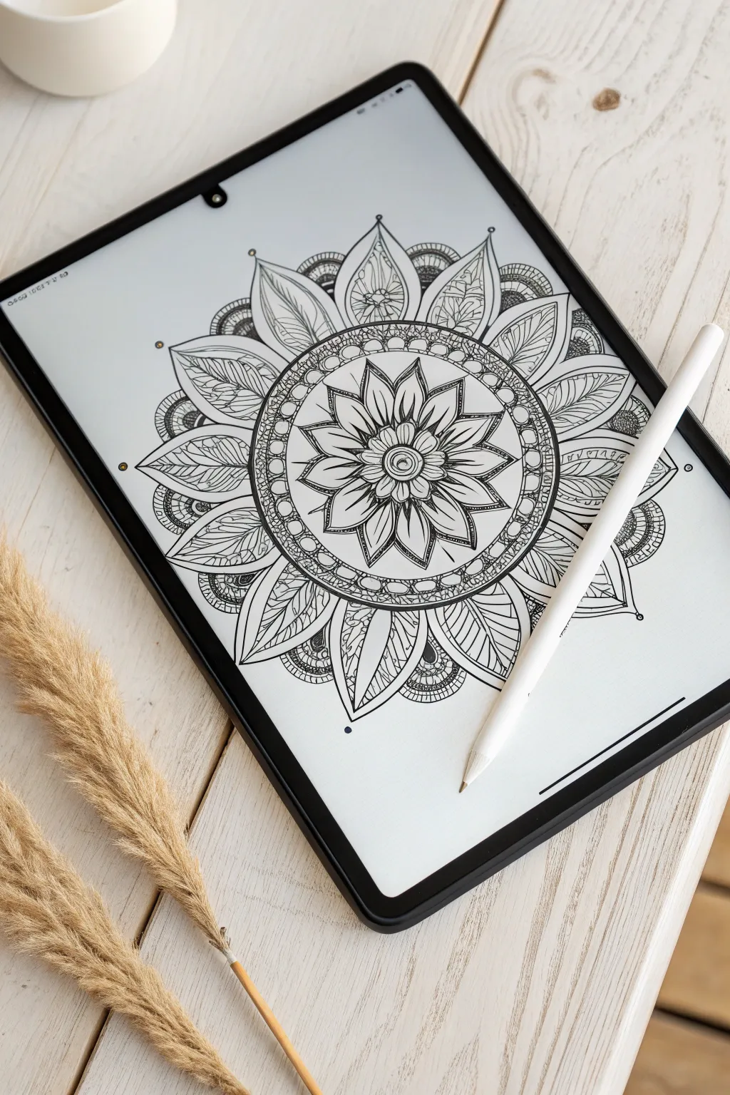 Relax and create intricate symmetrical mandalas using Procreate's Drawing Assist tool.