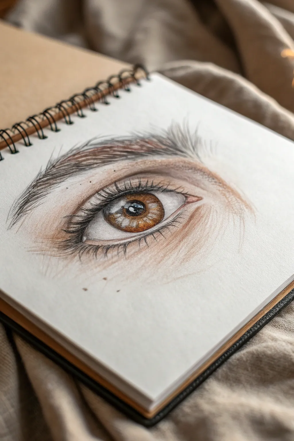 Realistic eye close-up study for beginners, crisp iris detail and soft, minimal shading.