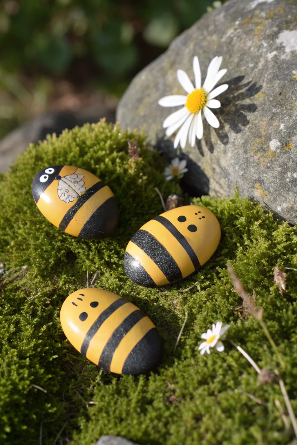 Create a buzz in your garden with these adorable hand-painted bumblebee rocks! A perfect sunny day craft for kids.