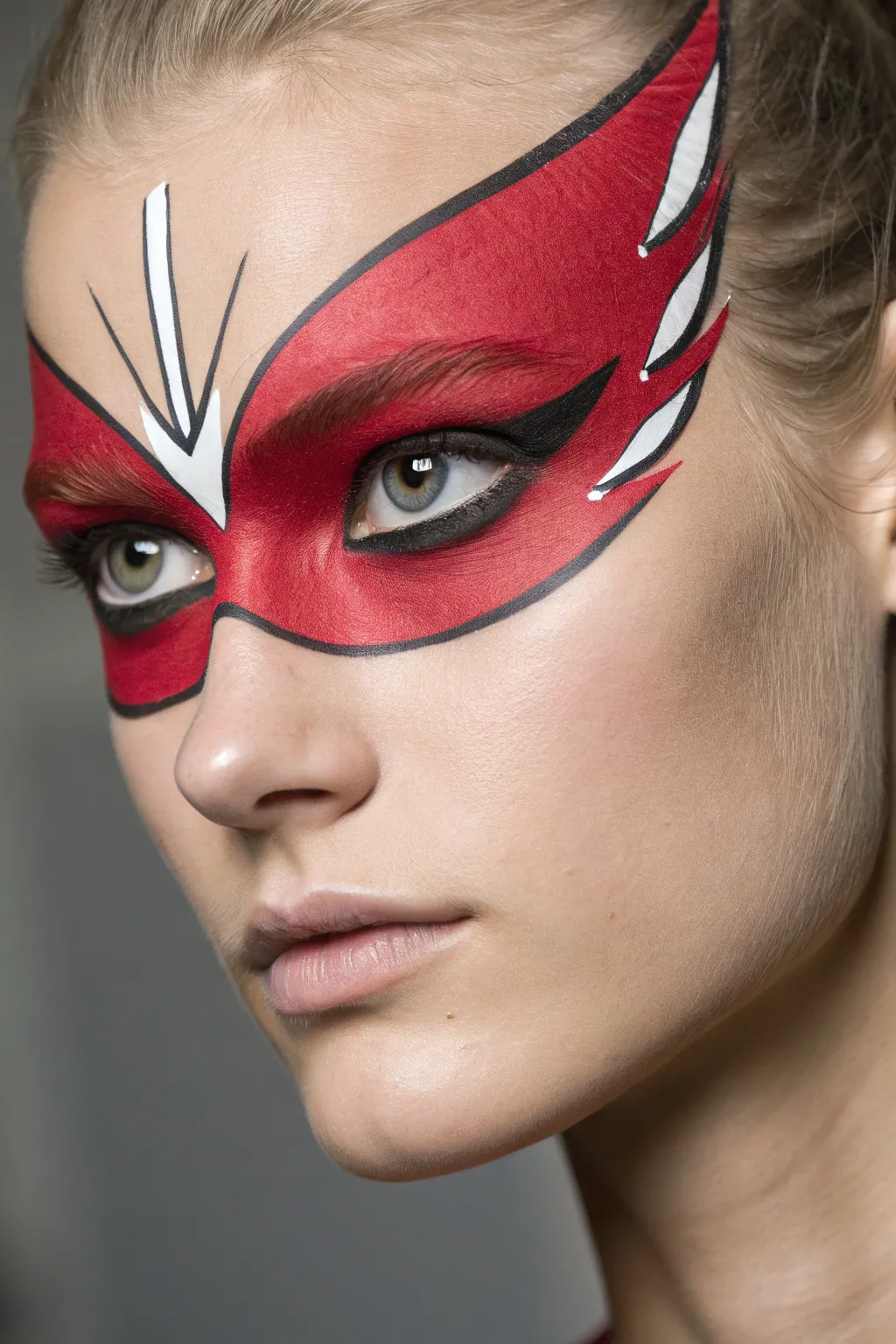 Unleash your inner hero with this chic, minimalist face paint design.