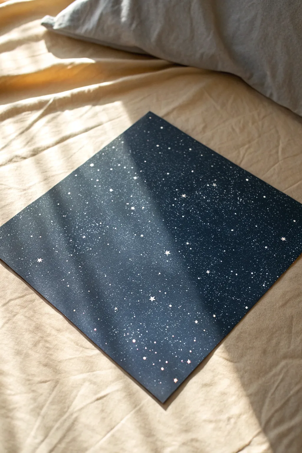 Easy star splatter night sky with simple spray paint dots and a cardstock splatter tool