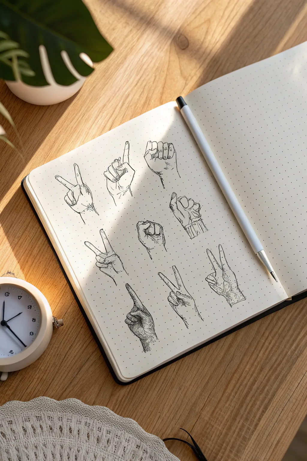 Practice fast hand gesture sketches with bold lines for expressive results in just one minute.