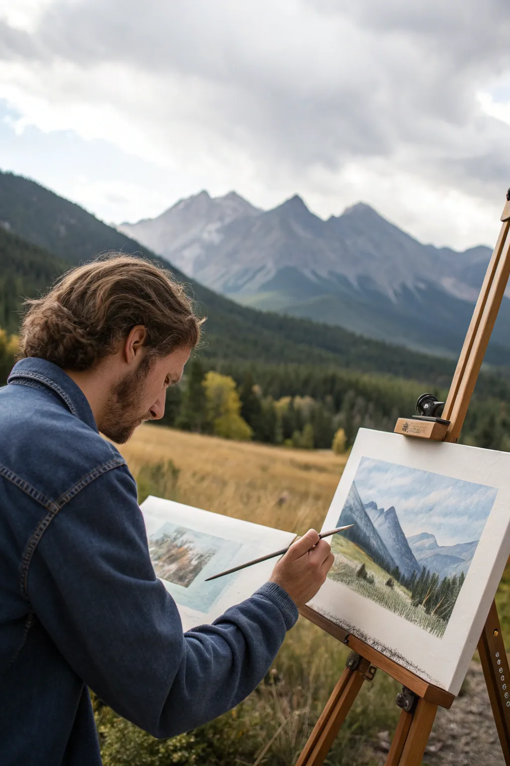 10-minute clouds and mountains: bold brush marks, limited palette, and crisp value layers