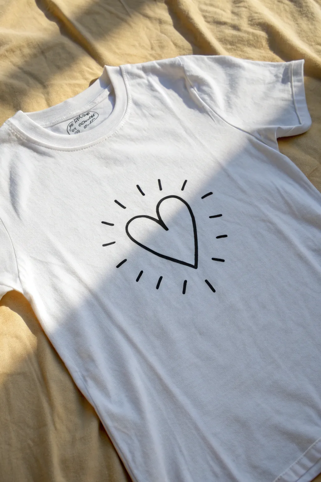 Simple heart with rays: an easy, bold T-shirt drawing idea with clean lines and strong contrast.
