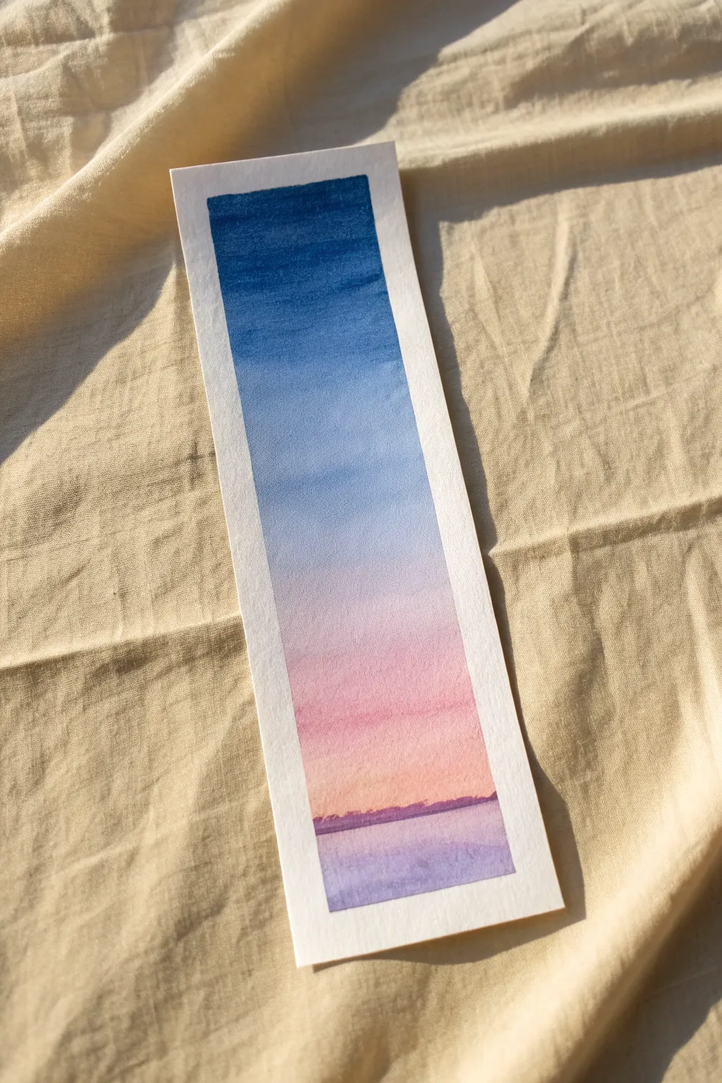 Calm ombre sky strip with tempera paint sticks, deep blue fading into dreamy blush pink