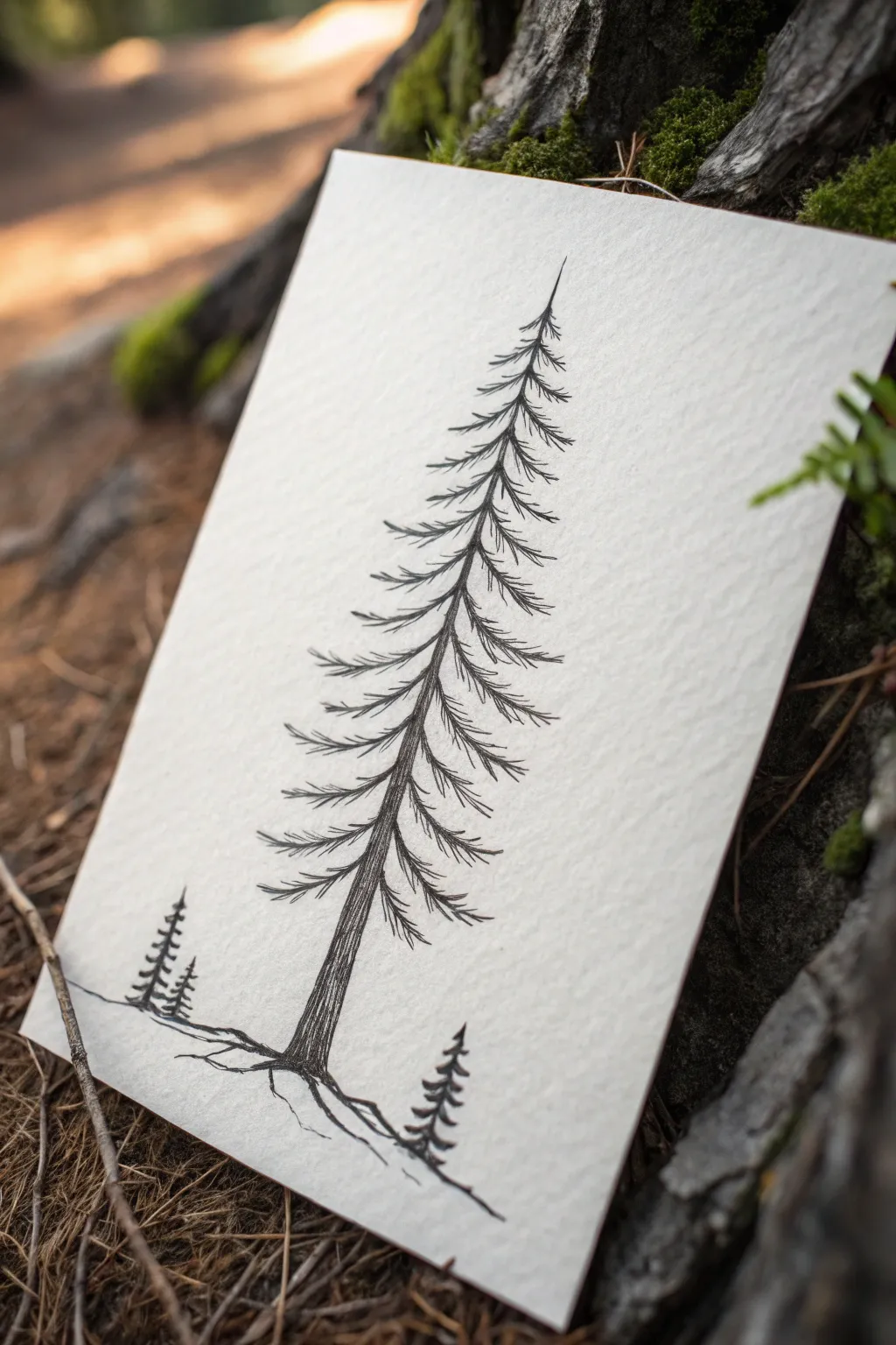Easy pine tree made from stacked triangles, clean lines and soft shadow for depth