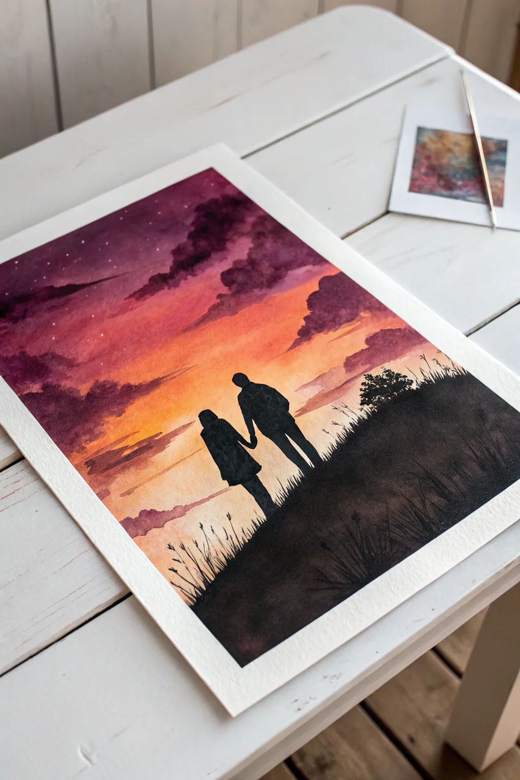 Paint a dreamy sunset silhouette this Valentine’s Day. Simple, romantic, and beautiful.