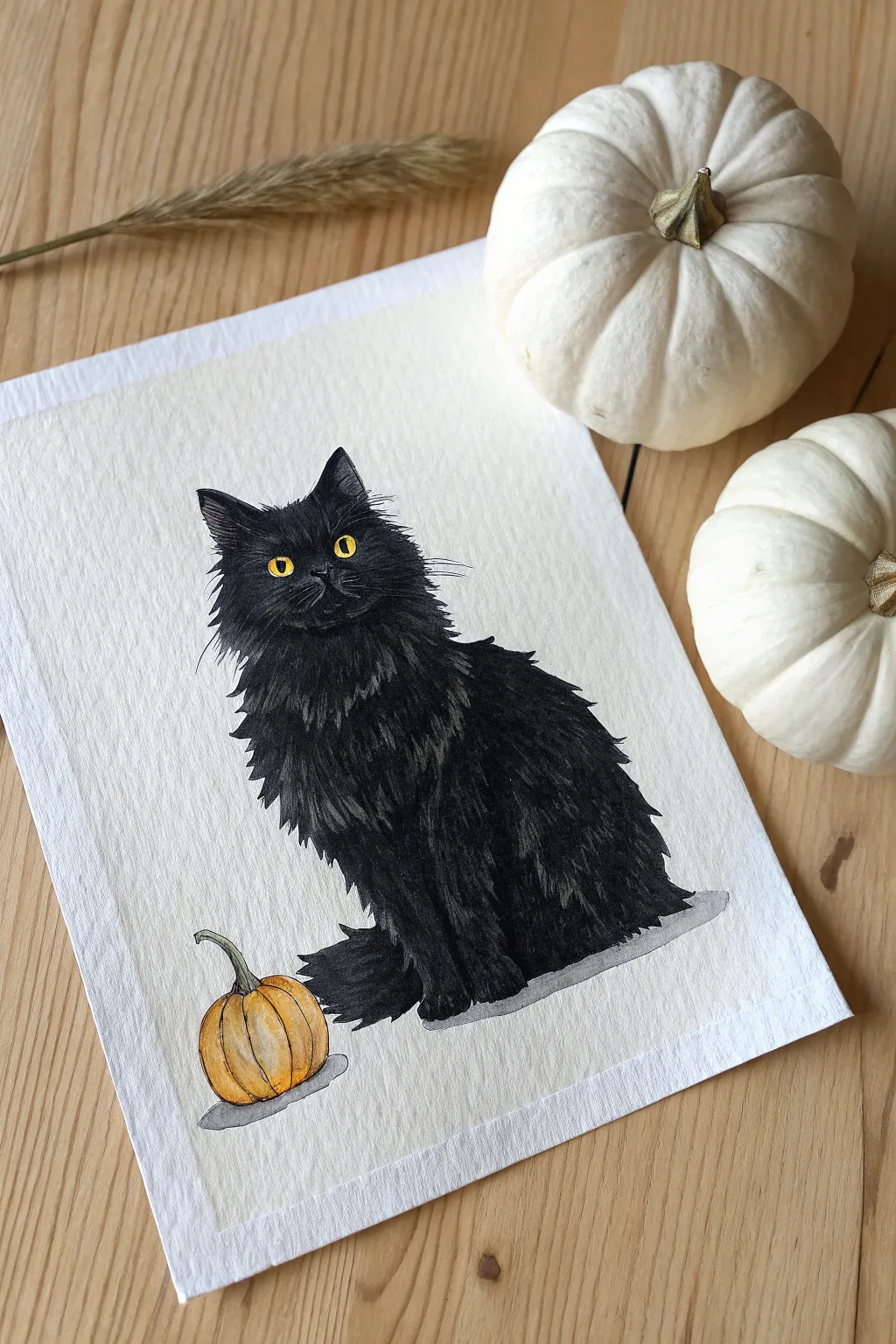 Capture the magic with this cozy black cat painting idea. Perfect for a minimalist witchy aesthetic.