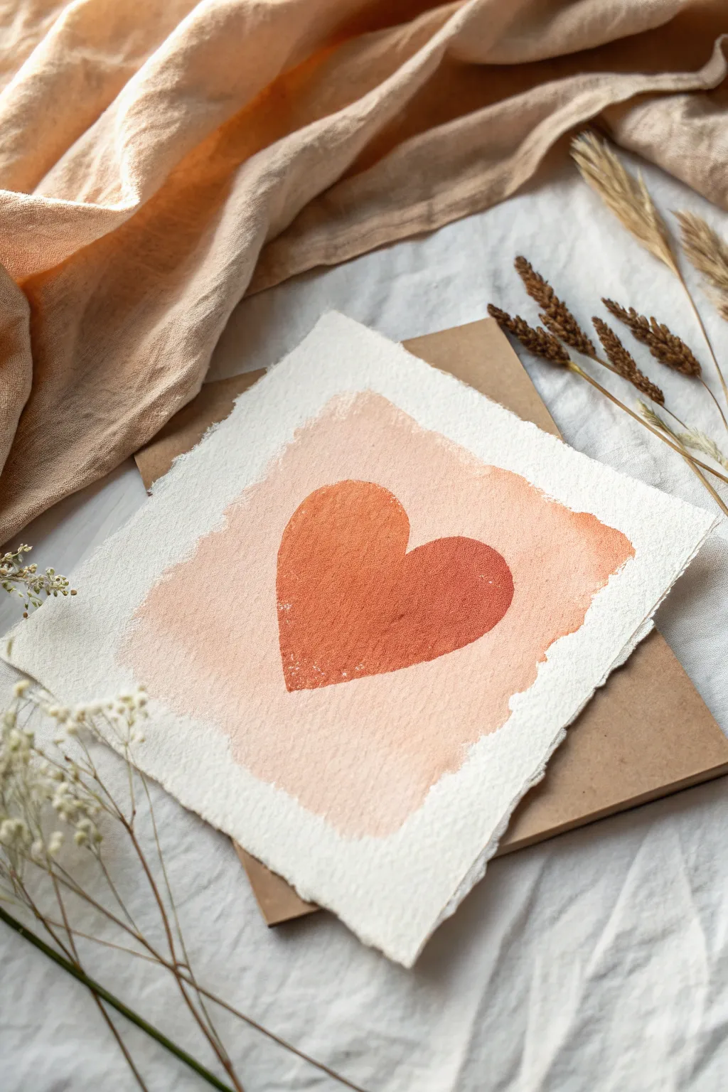 Crisp stenciled heart on a dreamy peach-to-cream ombre for a bold minimalist look