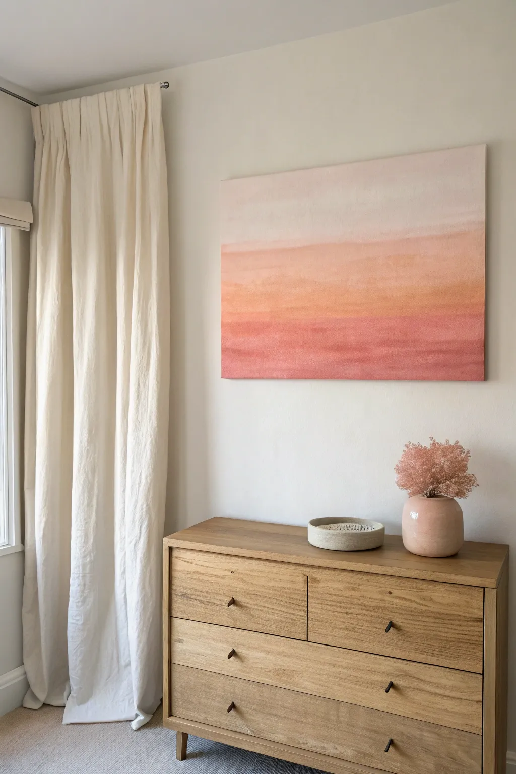 Soft pastel ombre horizon canvas that brings calm, glow, and modern boho warmth to any room