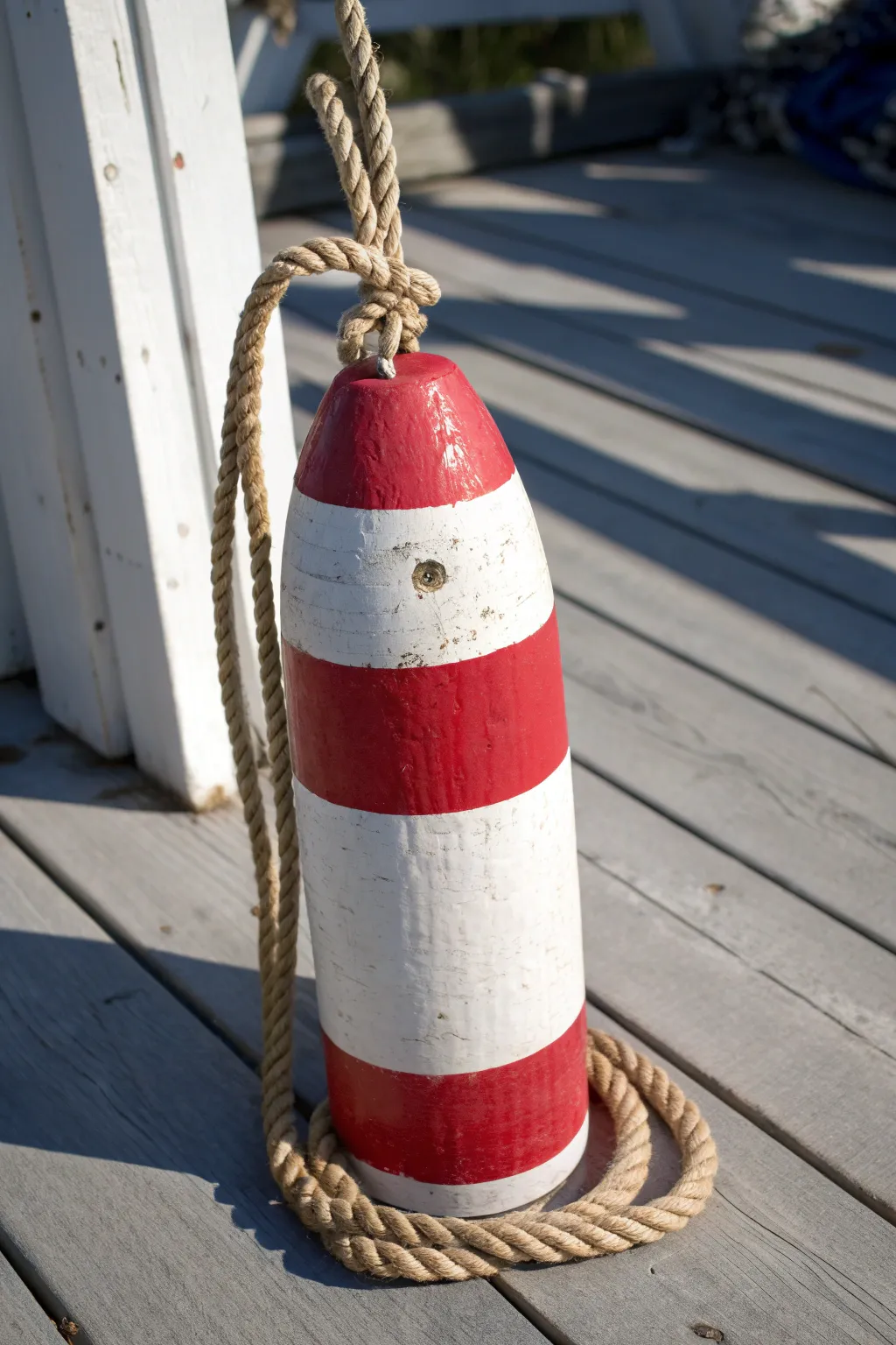 Rope-trim buoy bands with a real jute hanger for a bold, minimalist coastal DIY look