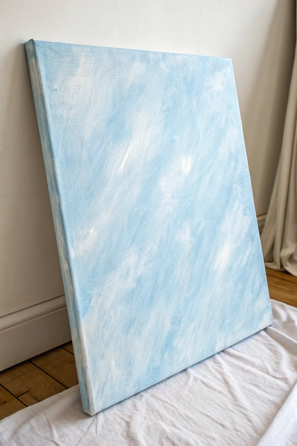 Soft cloudy haze on light blue canvas, dry-brushed for an airy Scandinavian-boho backdrop
