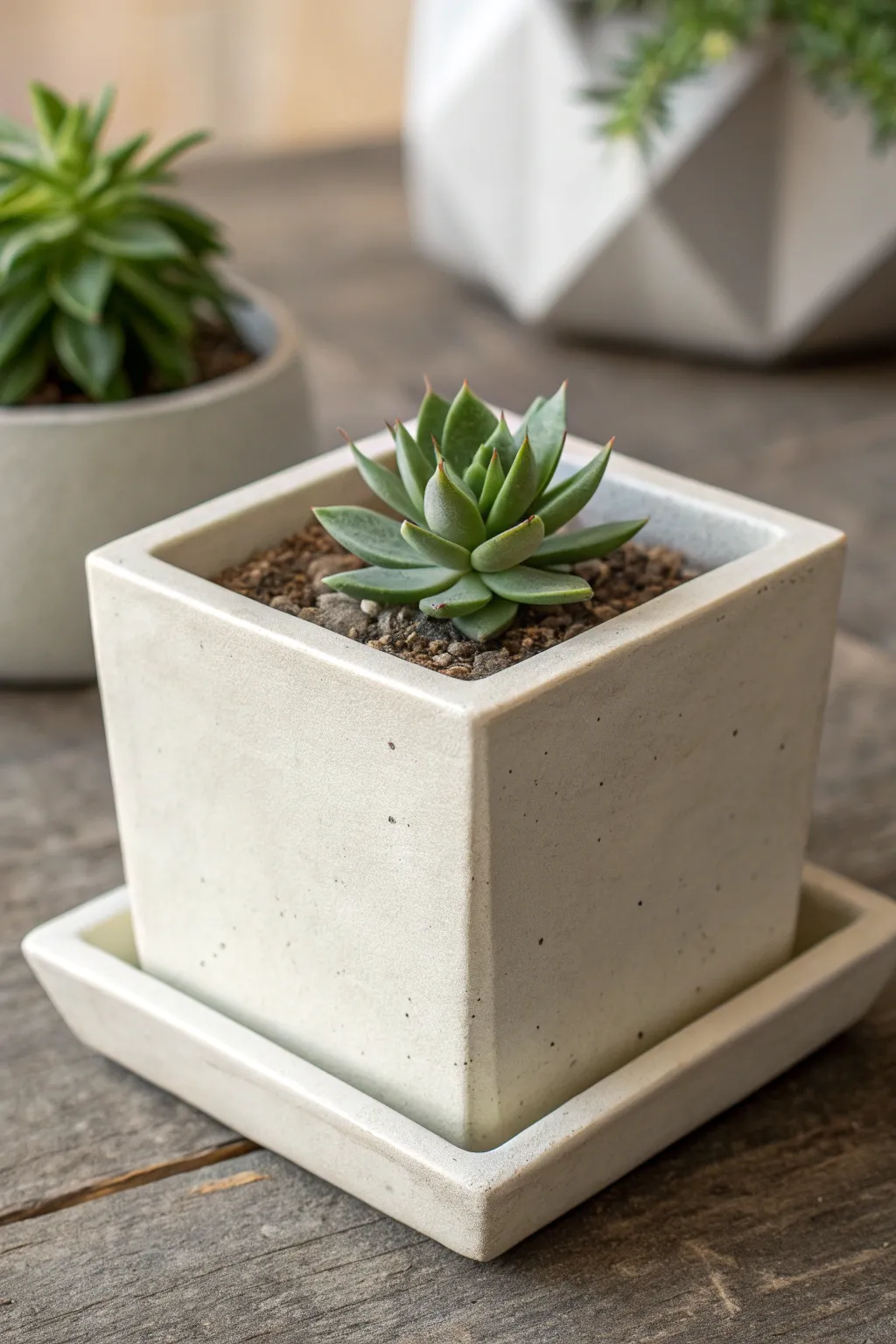 Clean-lined slab planter with subtle tool marks and a bold backdrop for modern ceramic inspo