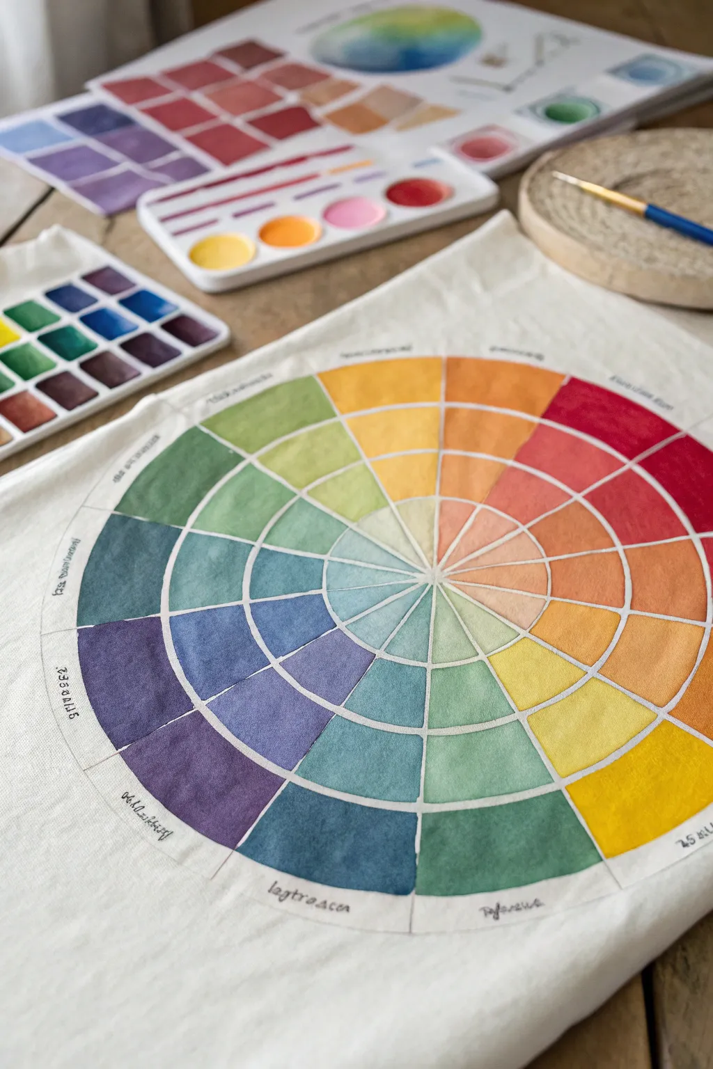 Explore tints and shades with a concentric ring color wheel in bold, minimalist style.