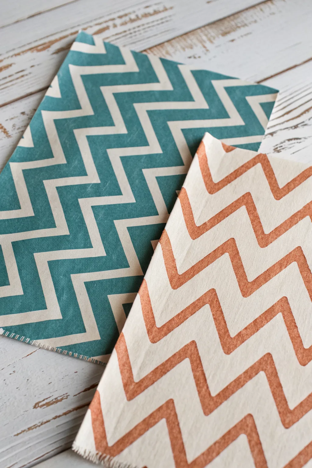 Crisp chevrons beside relaxed zigzags, showing how tiny angle shifts change the whole vibe.