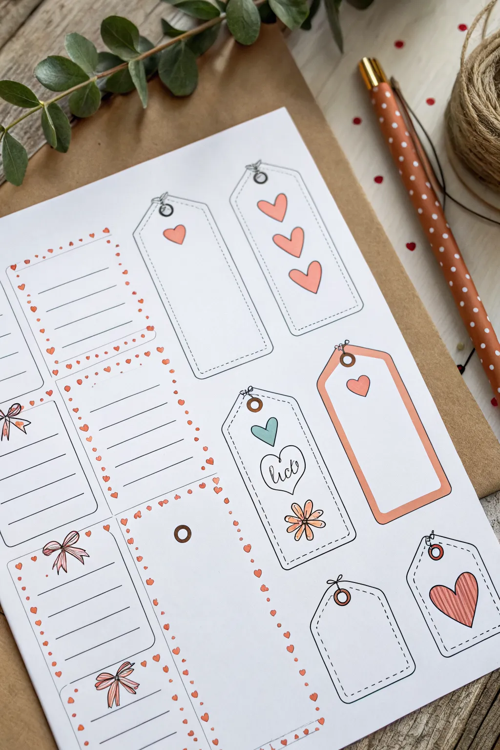 Tiny bow-tied gift tag doodles in bold colors, laid out like stickers for cute wrapping.