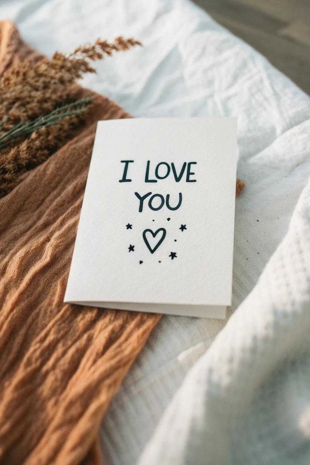 Minimal love-quote lettering with bold color wash and tiny hearts, a sweet DIY for him.