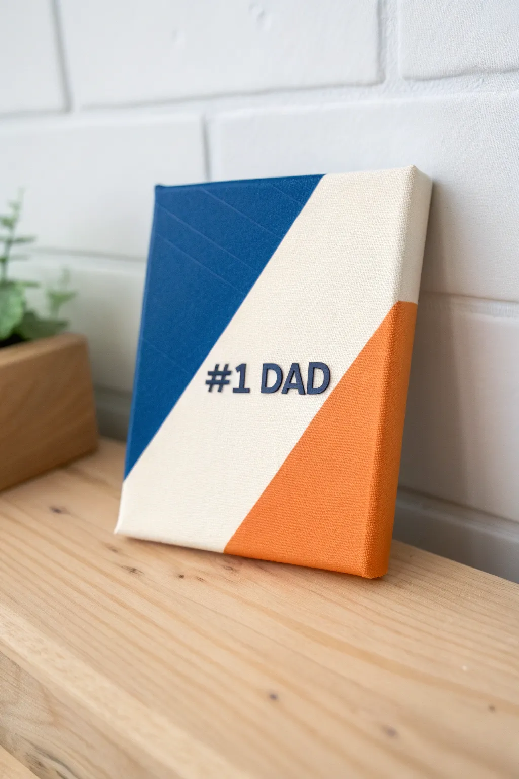 Modern sticker-resist color-block canvas with #1 Dad detail, bold minimalist DIY gift idea