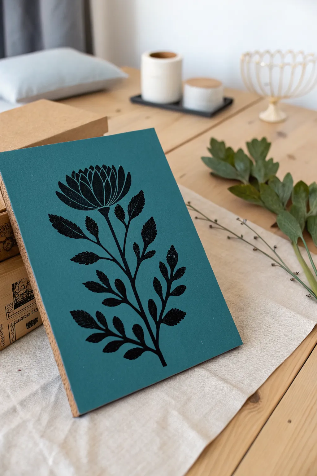 Bold stencil silhouette reveal on a solid color background, clean lines and satisfying DIY contrast