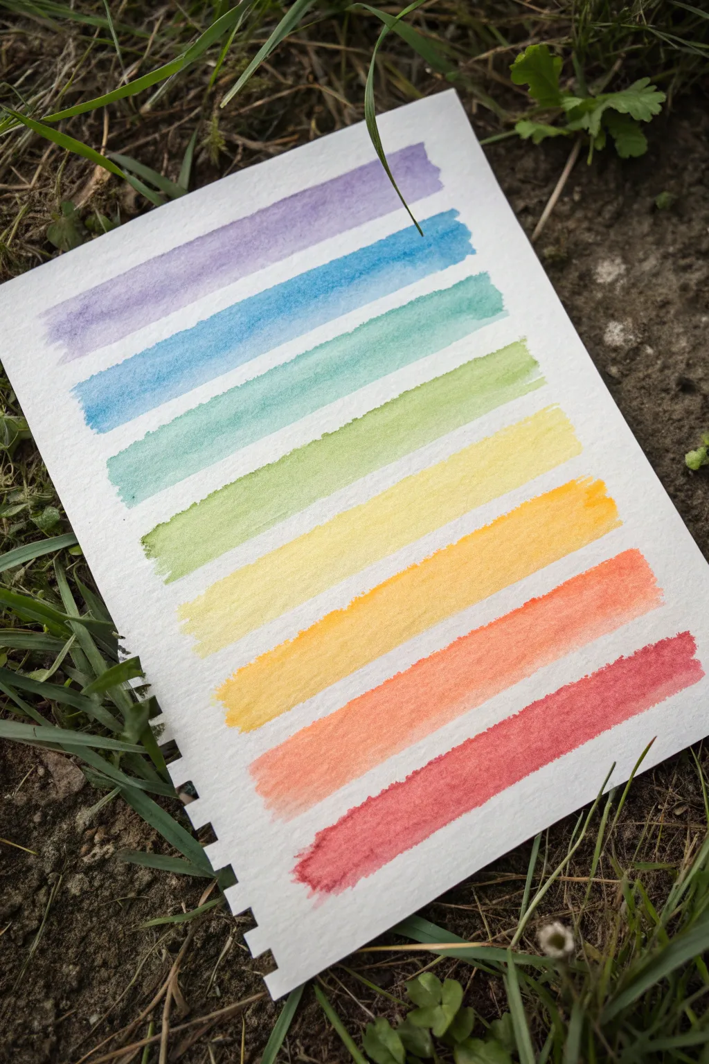 Rainbow gradient stripes and swatches for easy coloring practice in a calm minimalist setup