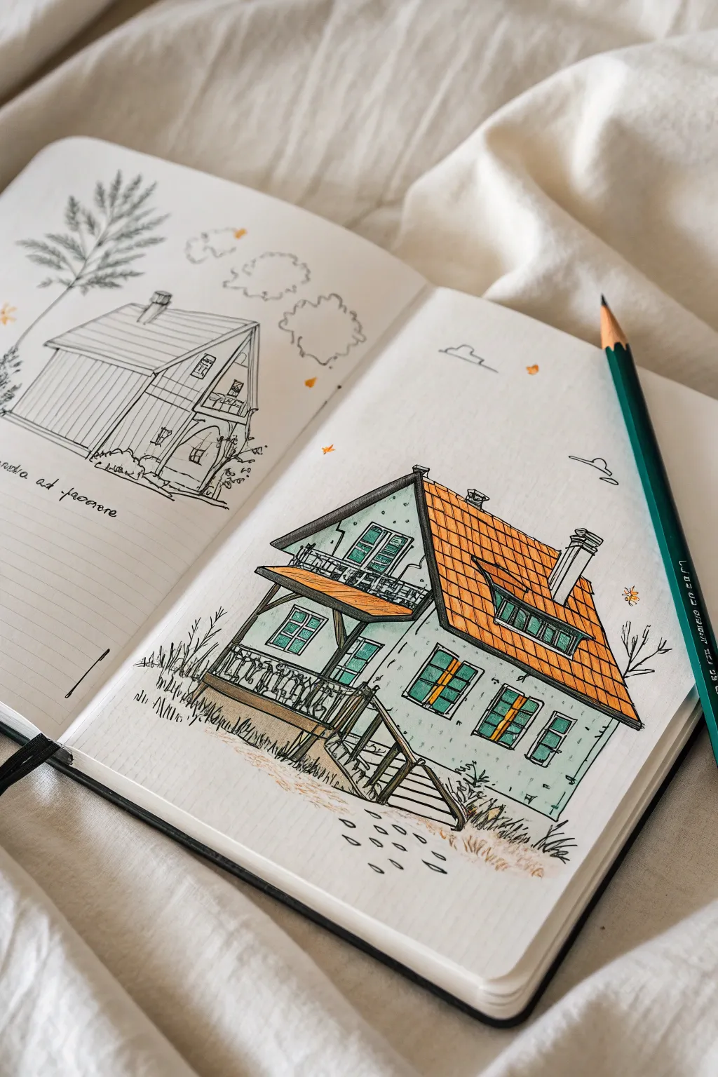 Dream house contest inspiration: a whimsical floating treehouse sketch with bold color accents