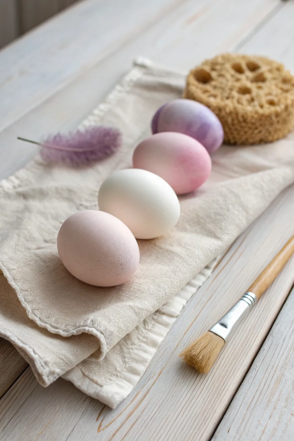 Soft ombre pastel eggs with a clean Scandinavian look and a hint of boho craft charm
