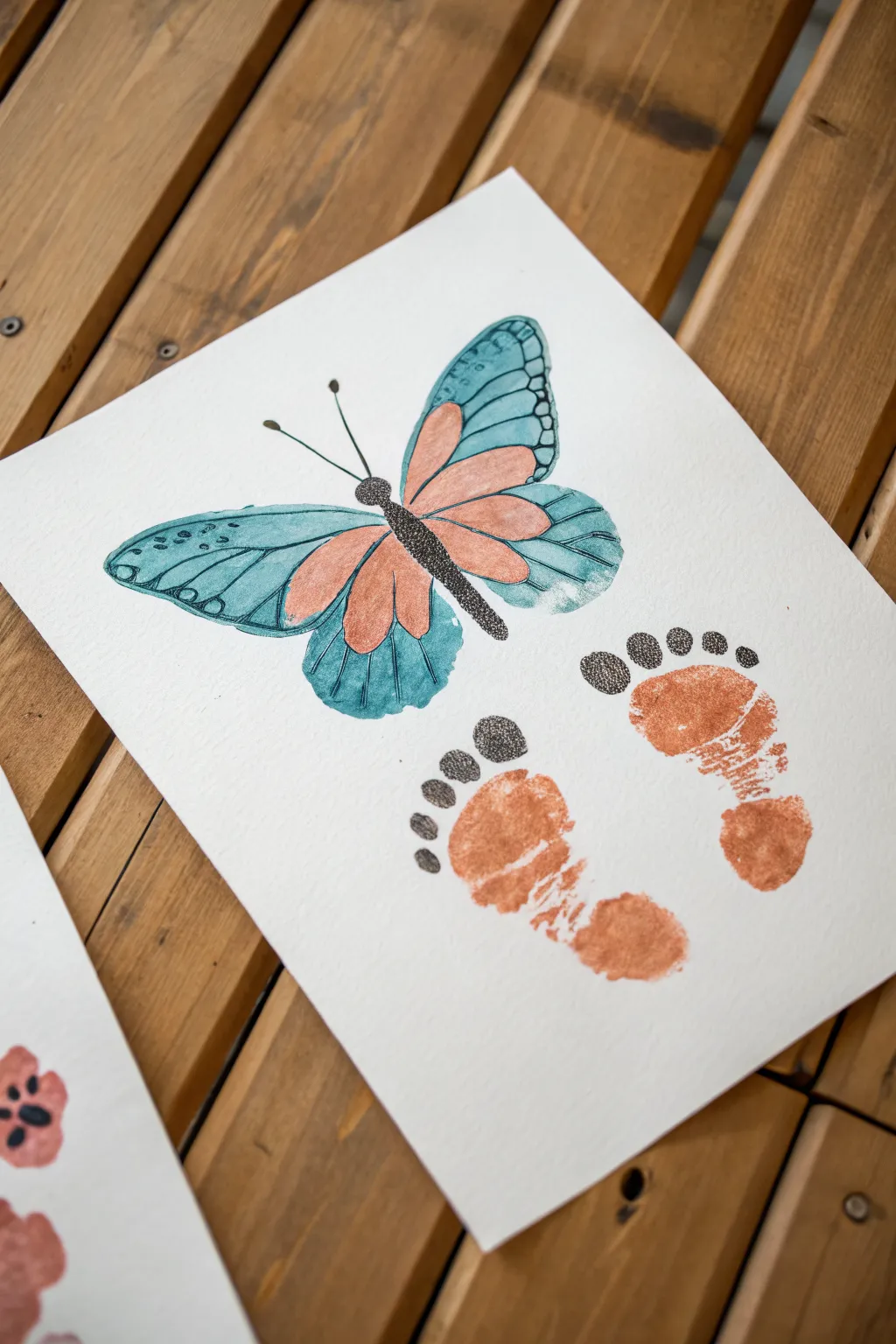 An easy footprint butterfly painting with bold color and simple charm, made for a heartfelt grandma gift.
