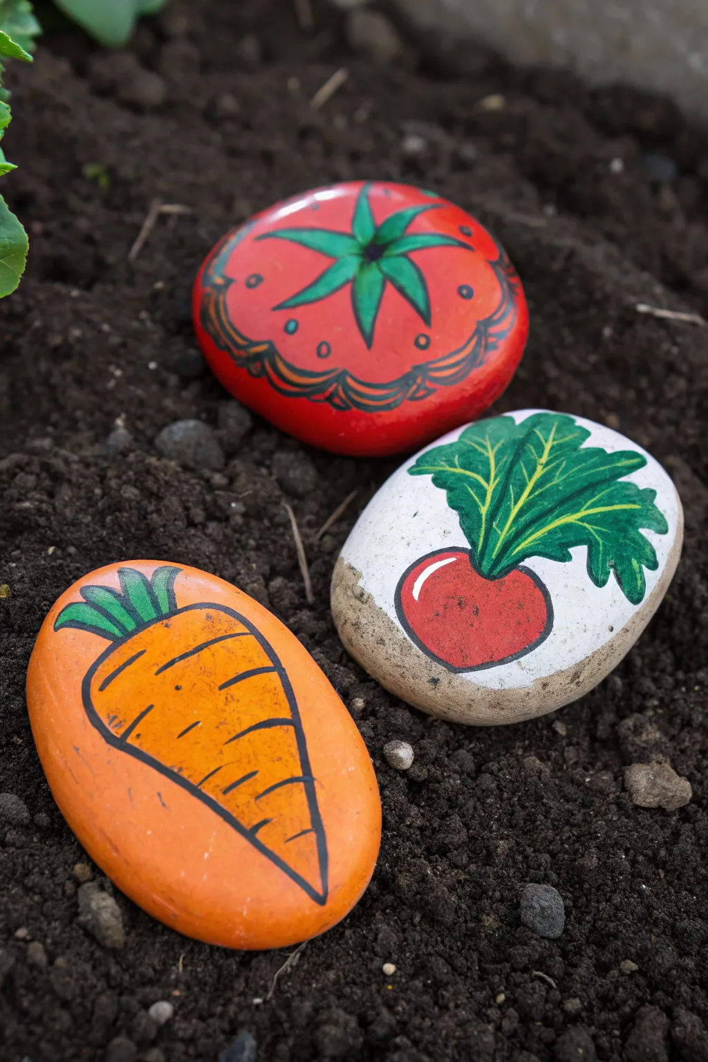 Add a pop of color to your veggie patch with these adorable hand-painted stone markers.