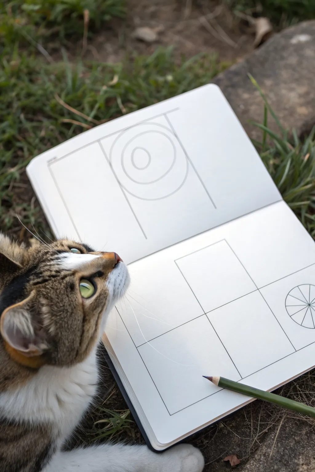 Easy 6-step cat face sketch with circle guides, minimal lines and a cute final look.